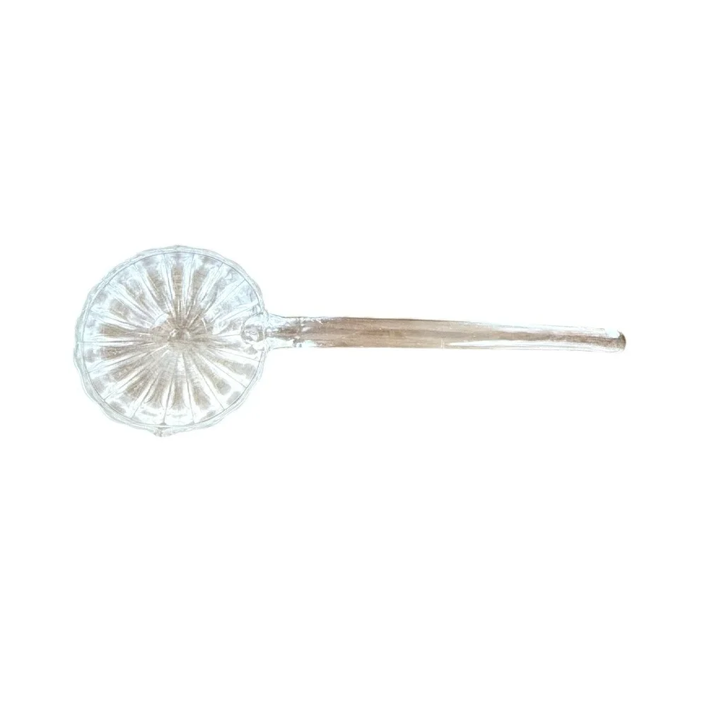VTG Jeannette Glass National Log Cabin Clear Ribbed Punch Bowl Ladle 11.5